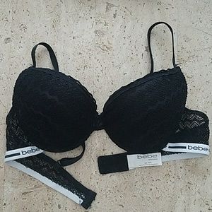 Black lacy Bebe bra 36C